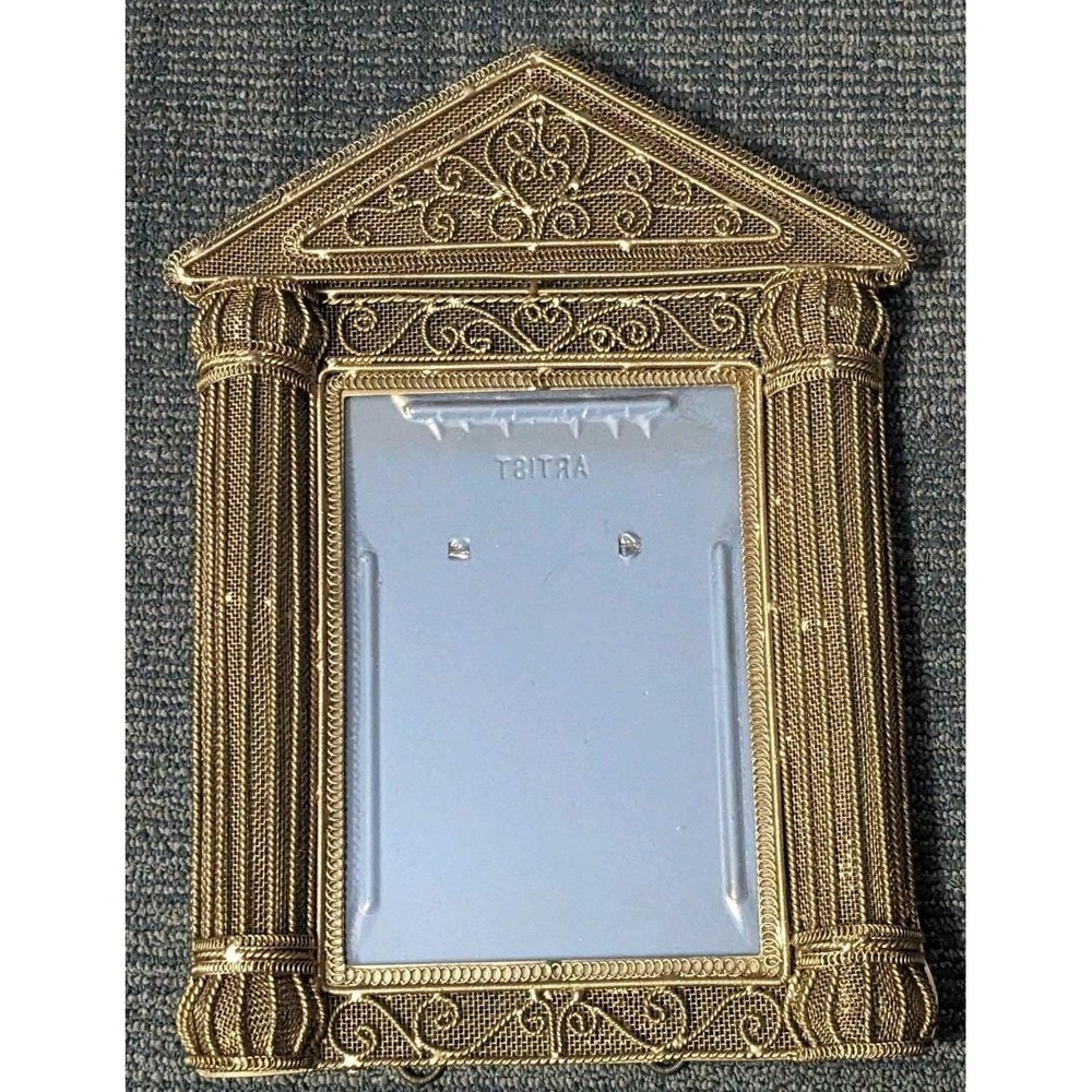 Vintage Style Ornate Gold Filigree Metal Picture Frame Hollywood Regency Columns